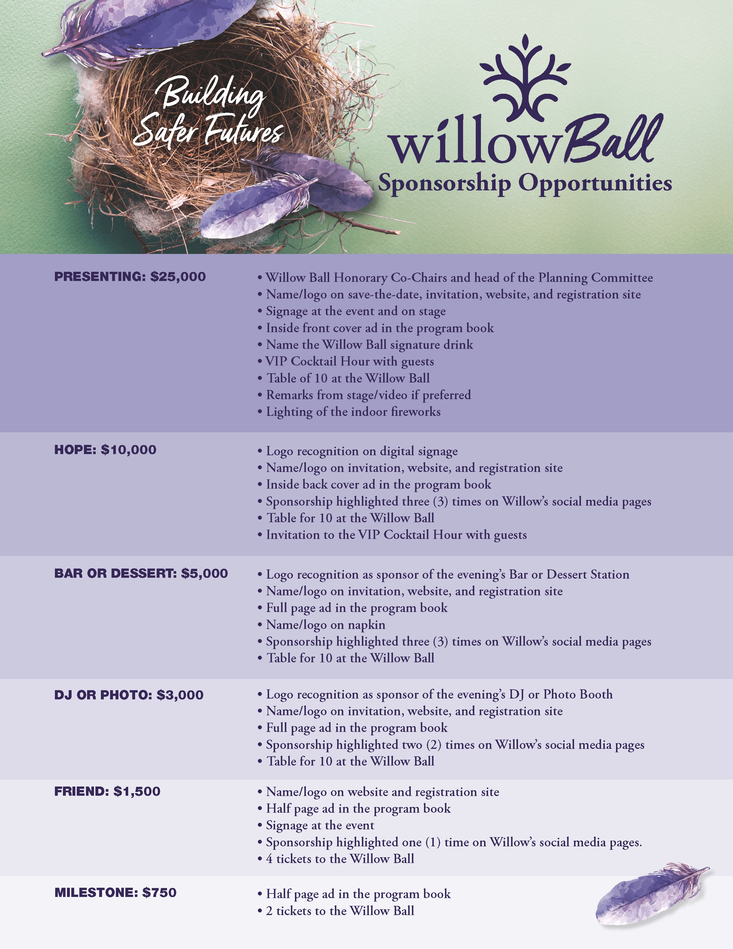 2025 Willow Ball Sponsorship Opportunities